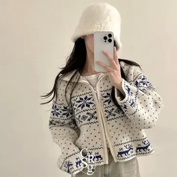 노르딕 무늬 니트 가디건