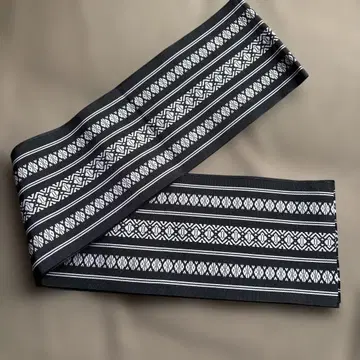 372 x 18cm 반폭 오비 네이비와 연보라 전통 패턴