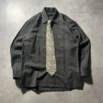 빈티지 스트라이프 멀티 컬러 넥타이 셔츠 세트