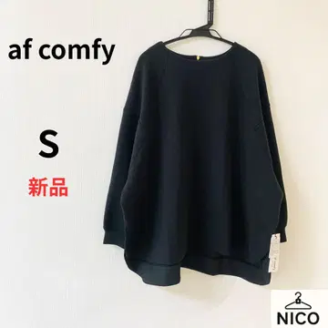 af comfy S 블랙 맨투맨 풀오버 백 지퍼 오버 사이즈