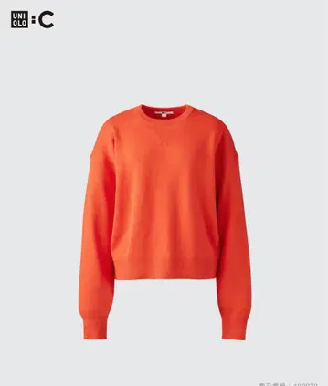 UNIQLO 유니클로 스무스 코튼 크루넥 스웨터 오렌지