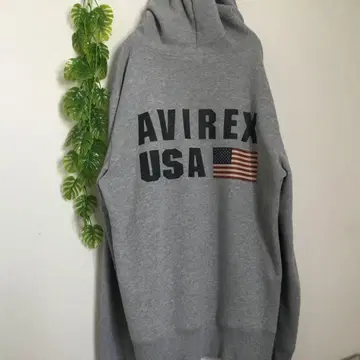 인기 AVIREX USA 그레이 후드티 L