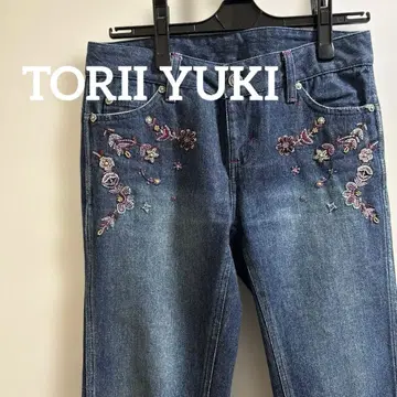 TORII YUKI 꽃무늬 장식 청바지 비즈 장식