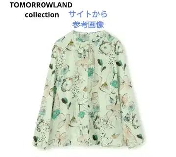 블루밍 플라워 프린트 파이핑 리본 블라우스 tomorrowland