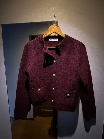 ZARA 버건디 버튼 가디건