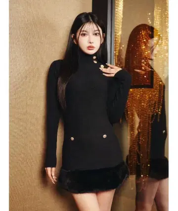 Darich 헴 퍼 니트 미니 원피스