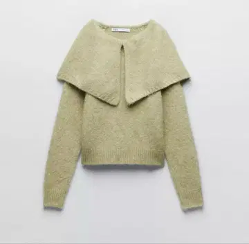 ZARA 니트 와이드 라펠 M 사이즈 미디엄 그린