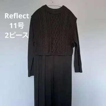 Reflect 다크 그린 케이블 니트 롱 원피스 베스트 포함