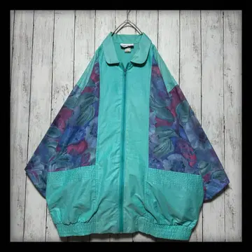 [ USA제 빈티지 올 패턴 블루종 나일론 자켓 ] 80s 90s XL