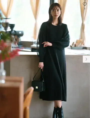 플라스테 니트 튤 원피스 블랙