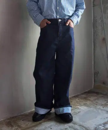 TSTS 2 GINGHAM LINING DENIM TROUSERS