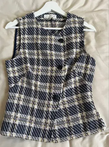 ZARA 체크 무늬 슬리브리스 트위드 베스트