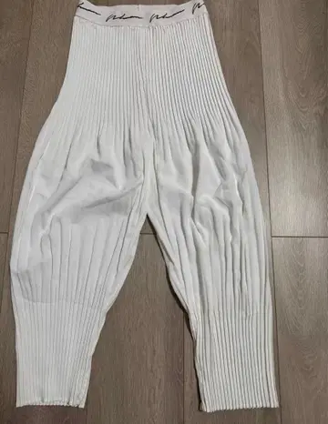 화이트 플리츠 이지 팬츠