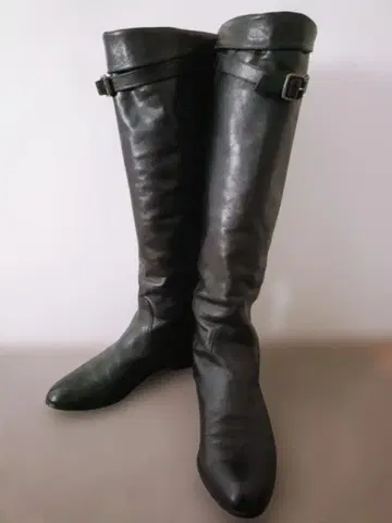 22.5cm 모드 에 자코모 블랙 가죽 롱 부츠