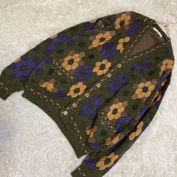 ungaro 꽃무늬 가디건 다크 그린 M 오샤레 내추럴 겉옷