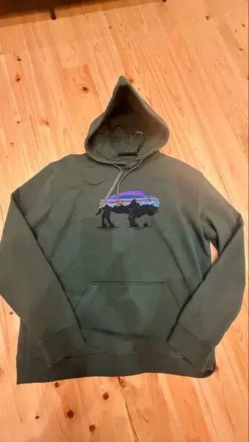 파타고니아 XL 올리브 그린 후드티