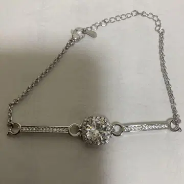 스톤 부착 실버 팔찌 약 20cm