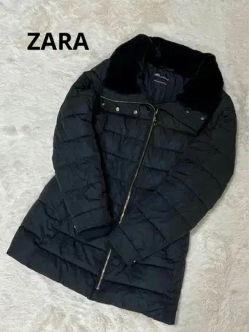 ZARA 블랙 다운 자켓 퍼 포함