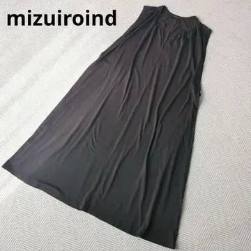 미즈이로 인드 울 혼방 스키퍼 롱 원피스 루즈핏 브라운