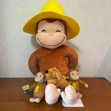 오자루의 조지 옐로우 컬러 모자 L 사이즈 봉제 인형 4점 세트