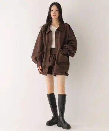 인조 가죽 BIG 블루종 2 Heather 브라운 스웨이드 자켓