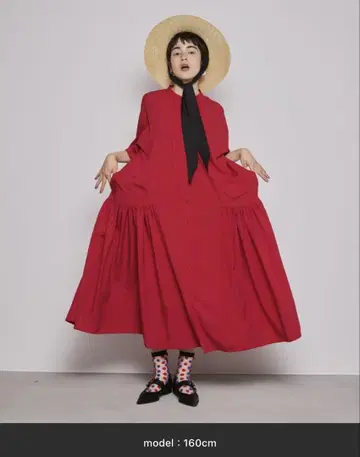 완판템 새상품급 레드 셔츠 원피스 플레어
