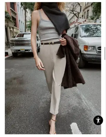 하이 웨이스트 허리 벨트 포함 팬츠