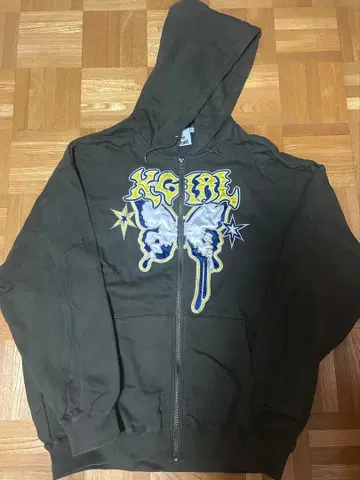 X-GIRL 카키 그린 후드티