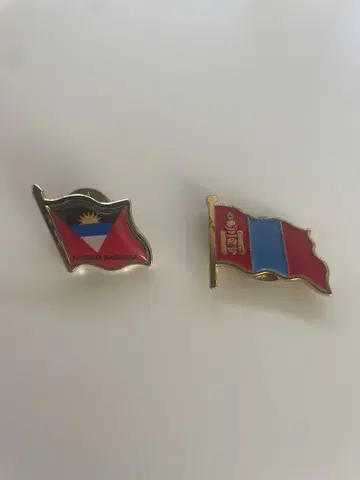 오사카 간사이 엑스포 폐막 기념 앤티가 바부다 몽골관 핀 배지