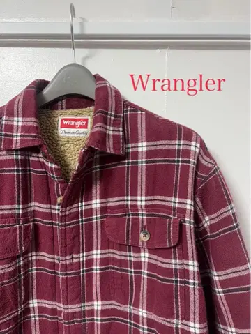 Wrangler 버건디 체크 플리스 자켓