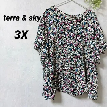 새상품급 terra & sky [ 3X ] 꽃무늬 플레어 소매 블라우스