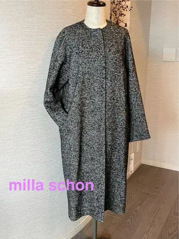 택 포함 새상품, milla schon 트위드 롱 코트 고급스러움 있음