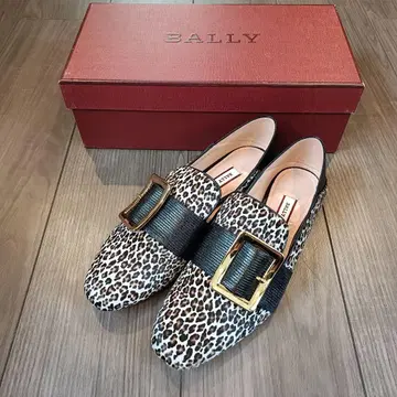 BALLY Janelle 레오파드 무늬 버클 플랫슈즈