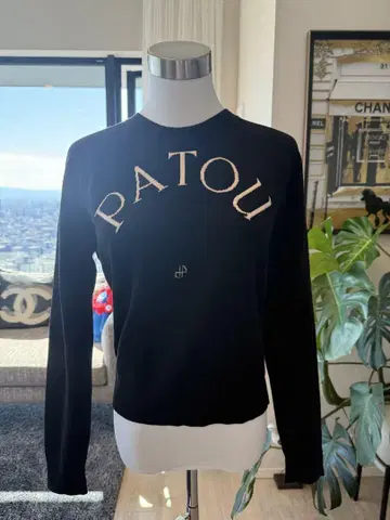PATOU 로고 블랙 긴팔 니트