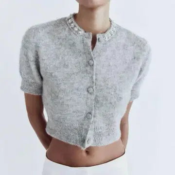 ZARA 큐빅 버튼 니트 가디건