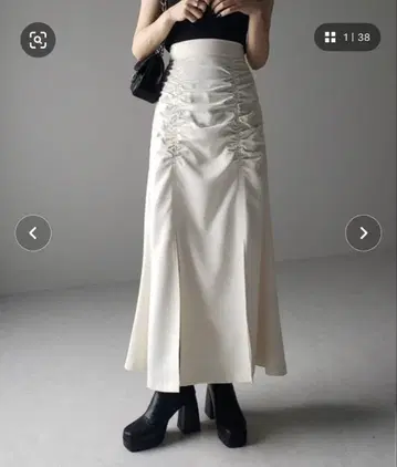 프론트 셔링 슬릿 롱 머메이드 스커트