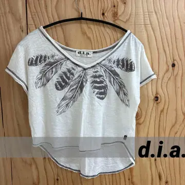 d.i.a. T셔츠 깃털 프린트 y2k 헤이세이 갸루