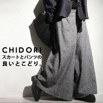CHIDORI 와이드 팬츠 하운드투스 체크