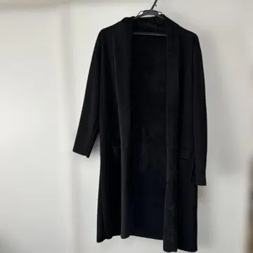 블랙 플리스풍 롱 코트