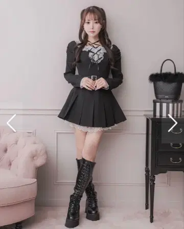 Pium 레이스 프릴 플리츠 미니 원피스