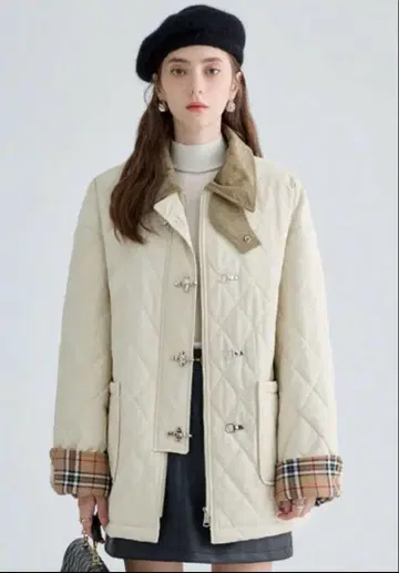 절개 퀼팅 코튼 자켓