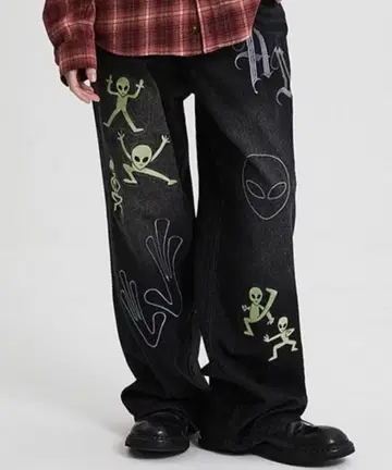 HOODHOOD HD Alien multi-Wmbroidery Denim