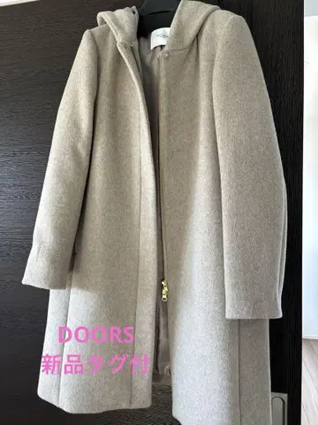 [새상품] DOORS 후드 부착 울 코트 그레이