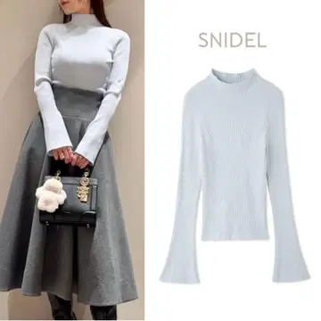 택 포함 미개봉 새상품 SNIDEL 심플 리브 니트 풀오버 SAX