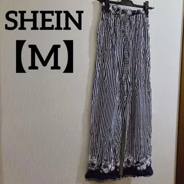 SHEIN [ M ] 스트라이프 패턴 와이드 팬츠 블루 화이트 봄/여름