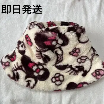 레어 버킷햇 모자 버킷햇 디즈니 미니 화이트 복슬복슬 겨울 꽃