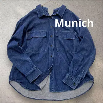 뮤닉 Munich 긴팔 데님 셔츠 뒷면 V 인디고 루즈핏