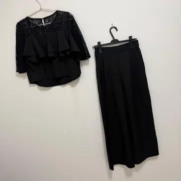레이스 여성용 2WAY 오프숄더 플레어 레이스 소매 허리 팬츠 드레스