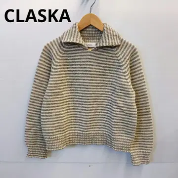 W310 CLASKA 카라 부착 보더 스웨터