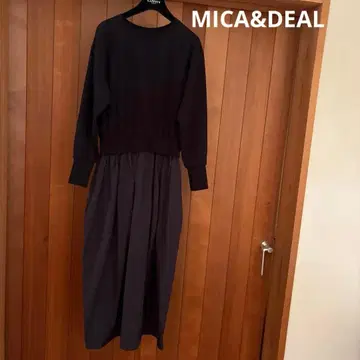 MICA&DEAL 블랙 맨투맨 도킹 롱 원피스 프리 사이즈